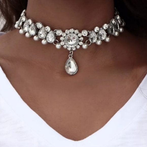 Chunky Sparkly Fashion Statement Choker Necklace - Picture 2 of 7